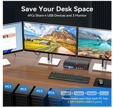 AILVLVNG - VPFCT 8K HDMI + 2 DisplayPort KVM Switch 3 Monitors 4 Computers NIB picture