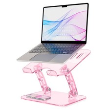 Pink Acrylic Adjustable Laptop Stand Height Foldable Riser Desk Holder picture