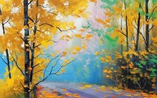 Landscape fall painting trees leaves park graham gercken Custom Gaming Mat Desk picture