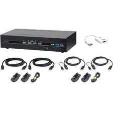 ATEN 4-Port USB DisplayPort/HDMI Dual Display Universal Secure KVM Switch Kit picture