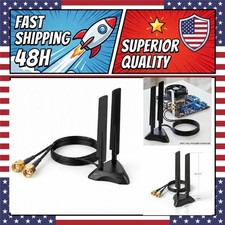WiFi 6E Tri-Band Antenna 2.4/5/6GHz RP-SMA Magnetic Base for PC Router picture