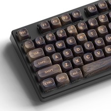 MOA Profile Wood Grain PBT Keycaps, Retro Walnut Textures Custom Keycaps picture