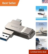 Champagne Silver 128GB USB-C Flash Drive with Dual Connectors & Swivel Design picture