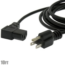 10FT 3-Conductor 18AWG NEMA 5-15P to IEC320 C13 Right Angle PC TV AC Power Cable picture