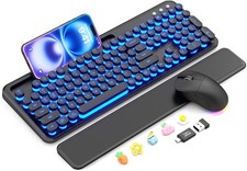 Wireless Keyboard and Mouse Combo - Backlit Typewriter Classic Black picture