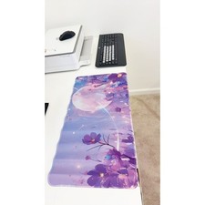 Pastel Purple Floral Large Gaming Mouse Pad 23.6