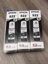 Epson 522 EcoTank Ink Ultra-high Capacity Black 3 Bottles EXPIRES 2030 picture