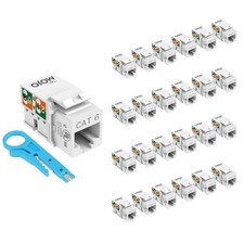 Cat6 Keystone Jack 1000 Mbps 90° Punch Down 25 Pack - Ideal for Tight Spaces picture