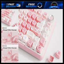 Cute Pink Cat Keycap Set - PBT MOA Profile, Double Shot Keycaps for Mechanical picture