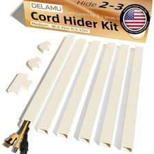 Transform Your Space with 85in Beige Cord Hider - Easy Wall Installation picture