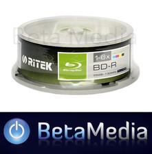 25 x Ritek Blu-ray BD-R 6x 25GB Full Hub inkjet printable blu ray BDR discs picture