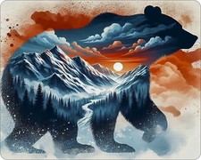 Fantasy Art Grizzly Bear against Mountains AI Design  Novelty Mouse Pad Stunning picture