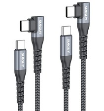 SUNGUY Right Angle USB C to C Cable 1FT 2Pack 60W Fast Charging 1FT, Grey  picture