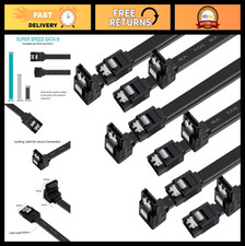 SATA III Cable 6 Pack, 18 Inch 90 Degree Right Angle, 6Gbps with Locking Latch f picture