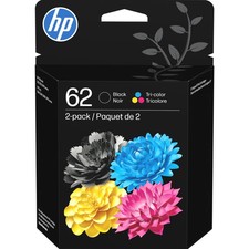 HP 62 Black/Tri-Color Ink Cartridges (2-Pack) | Works with Envy 5540, 5640, picture