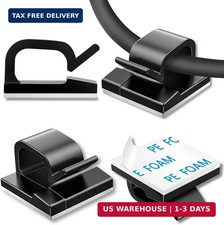 100 Pcs Cable Clips, Adhesive Cable Organizer Cord Holder Wire Clip Wire Managem picture