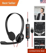 HW02 USB Computer Headset with Clear Chat Microphone, Lightweight On-Ear Wire... picture
