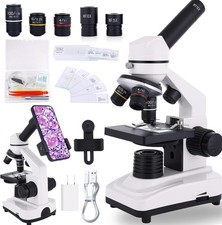 Microscopio con kit de portaobjetos para estudiantes laboratorio escolar en casa picture