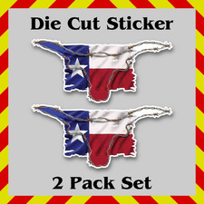 2-Pack, Texas Longhorn Stickers, State Flag Contour-Cut Vinyl Printed Decals picture