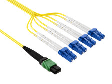 3m MPO MTP to 8x LC Breakout Fiber Cable OS2 Single Mode APC Plenum OFNP picture