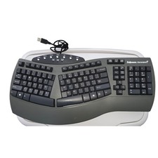 Fellowes Microban Split Ergonomic Wired USB Keyboard KU-9938 Gray Black 98915 picture