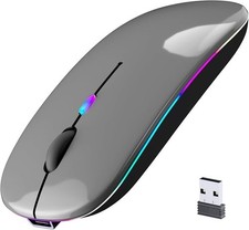 Slim Gray Wireless Bluetooth 5.2 Luminous Mouse USB Type-C rechargeable 2.4GHz picture
