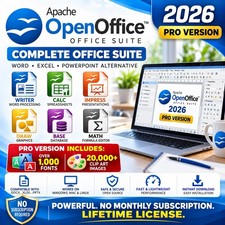 Open Office Pro Home Student 2026 Software Suite for Windows 11 10 7 & MAC on CD picture