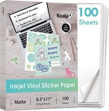 100PK Koala Printable Vinyl Sticker Paper Waterproof Matte White Inkjet Cuttable picture