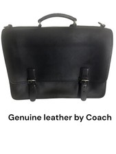  Coach Thompson Executive Black Leather Laptop Briefcase F06455 Carry On picture