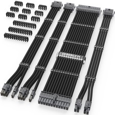 Black Transparent Connector PSU Cable Extension Kit 16AWG 24 Pin ATX 8 Pin picture