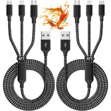 Travel Essentials Multi Charging Cable, USB Cable 2Pack 4 ft, Black&Grey picture