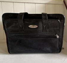 Samsonite Black Leather Laptop Briefcase Padded Multi-Compartment Partitions picture