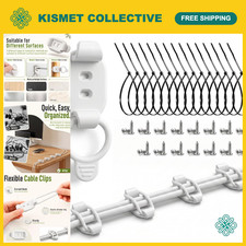 Adjustable Cable Management Clips - 15 Pack White Cord Organizers for Home/Offic picture