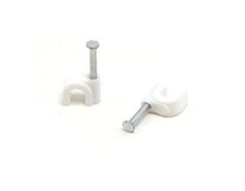 Single Coaxial Cable Clips 1/4 in - Indoor/Outdoor Cable 50 Pack White, Single picture