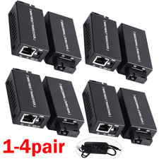 1-4Pair Fiber With Sockets  Media Converter Gigabit 100/1000Mbps SC to RJ45 20KM picture