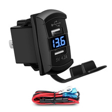 4.2A USB Rocker Switch Dual USB Charger Socket with Waterproof Cover Bl picture
