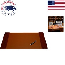 Luxury Leather Desk Pad with Side Rails, Mocha - Elegant Executive Blotter 22x14 picture