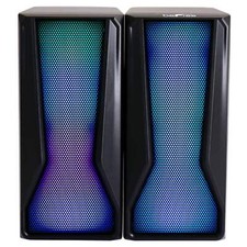 beFree Color LED 2.0 Ch Computer Gaming Desk Speakers w Lights USB AUX picture
