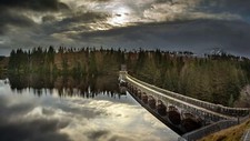 Landscape nature dam fall water sky trees Custom Gaming Mat Desk picture