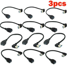 3Pcs USB 3.0 Angle 90 Degree Extension Cable Male to Female Adapter Cord Data picture