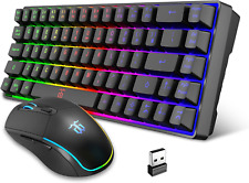 Snpurdiri 60% Wireless Gaming Keyboard and Mouse Combo,Led Backlit Rechargeable  picture