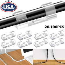 100× Cable Clips Self-Adhesive Tie Cord Management Wire Holder Organizer Clamp picture