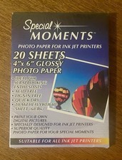 GLOSSY SPECIAL MOMENTS PHOTO PAPER FOR INK JET PRINTERS 20 SHEETS 4X6 NEW picture