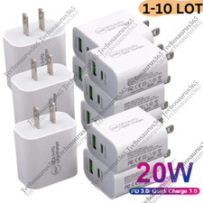 PD 20W USB-C Dual Port Adapter Wall Charger For iPhone 12 13 14 Pro SAMSUNG LOT picture
