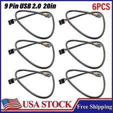 USB 2.0 Internal Motherboard Header Cable USB 9pin Female to Female 20in 6PCS US picture