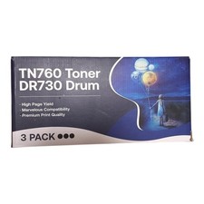 2PK TN760 Toner + 1PK DR730 Drum Unit For Brother HL-L2350DW OB, Sealed Carts picture