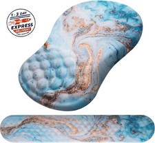 Reposamuñecas ergonómico 2en1 para teclado, antideslizante, mármol blanco dorado picture