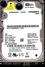 WD5000BMVV-11SXZS1 S/N:WXG1E DCM:HACTJAB WESTERN DIGITAL 500GB MALAYSIA MAY 2011 picture