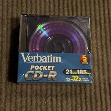 New Verbatim Pocket CD-R 5 Pack 21 Minute 185 Mb Colors Mini CD Sealed picture