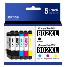 5PK 802XL T802XL Ink For Epson WorkForce Pro WF-4720 WF-4730 WF-4734 WF-4740 picture